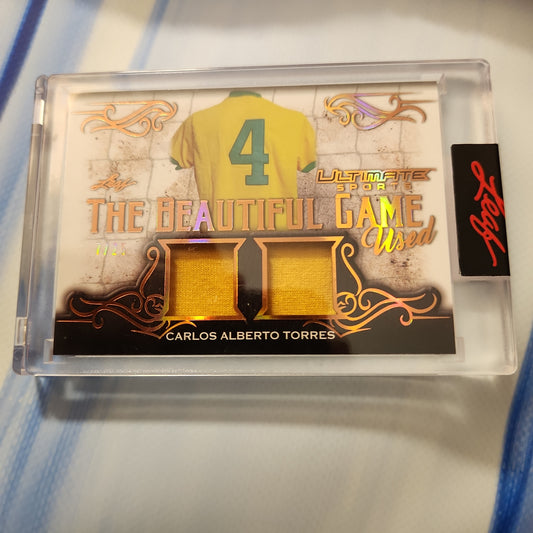 Leaf Ultinate Sports The Beautiful Game Used Carlos Alberto Torres Duo Relic 7/25 #TBGU-01