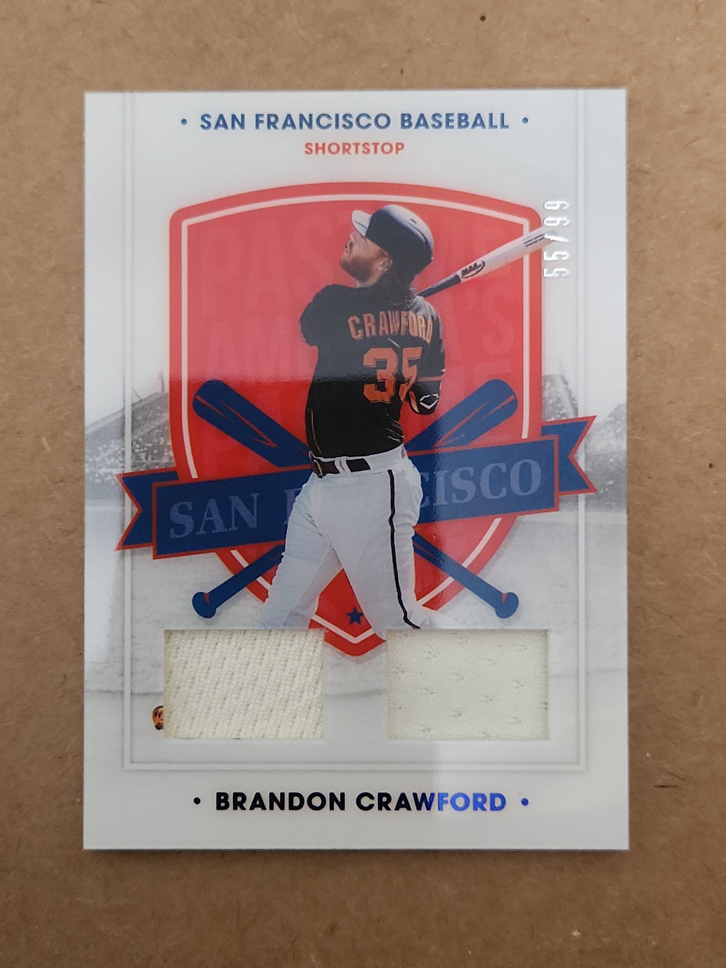 2021 Panini Chronicles America's Pastime Swatches Blue 55/99 Brandon Crawford #46