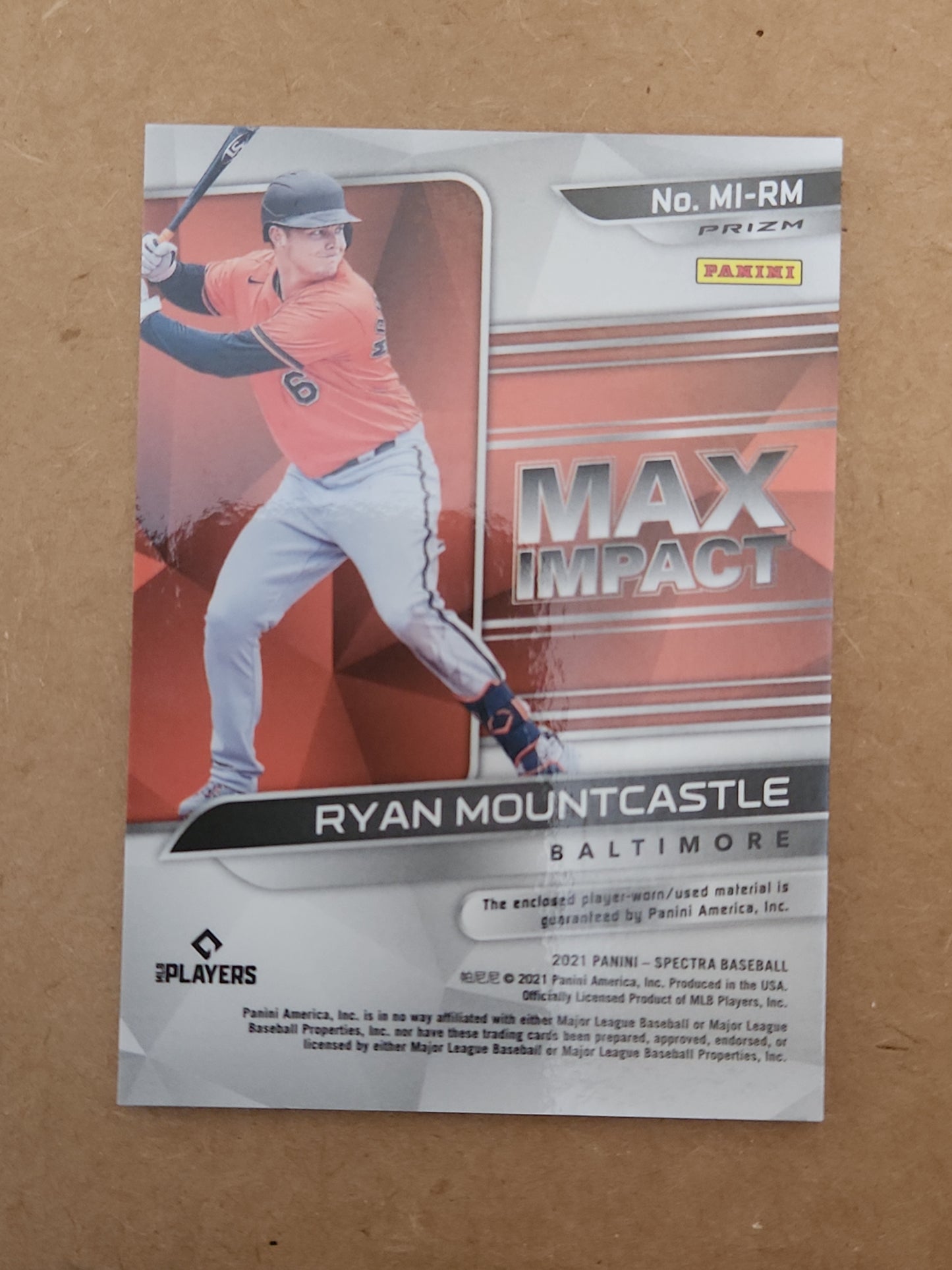 2021 Panini Spectra Ryan Mountcastle Max Impact Jersey Relic RC #MI-RM