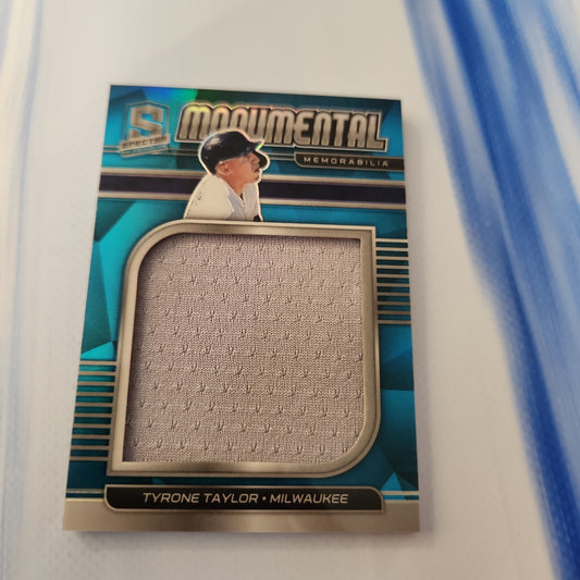 Panini Prizm Spectrr Monumental Blue Parallel Tyrone Taylor Jersey Patch 18/50 #MM-TT