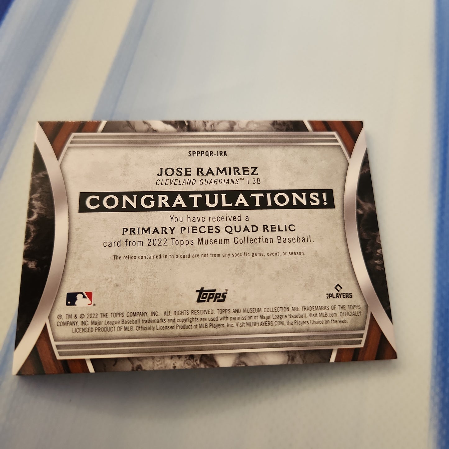 Topps MC Jose Ramirez Quadrupul Relic 79/99 #SPPPQR-JRA