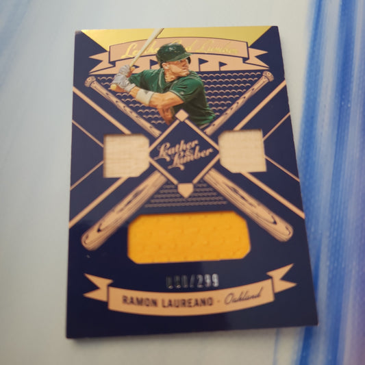 Panini Leather Lumber Gold Parallel Ramon Laureano Triple Relic 090/299 #LLT-RL