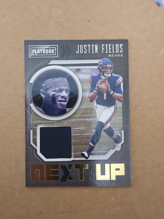 2021 Panini Playbook Justin Fields Next Up Jersey #NXT-JFI Rookie Chicago Bears