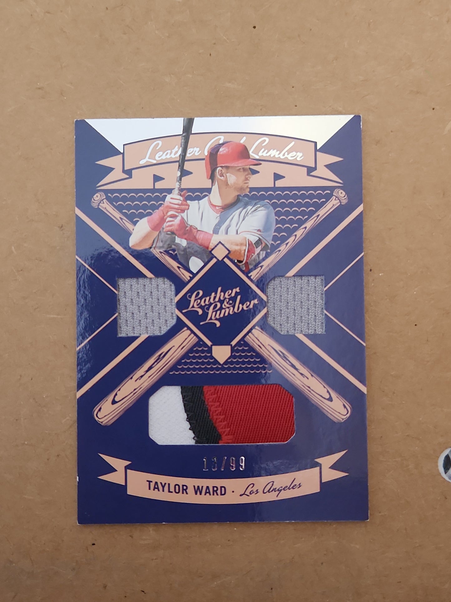 2019 PANINI LEATHER & LUMBER TAYLOR WARD LLT-TW TRIPLE JERSEY PATCH 13/99 ANGELS