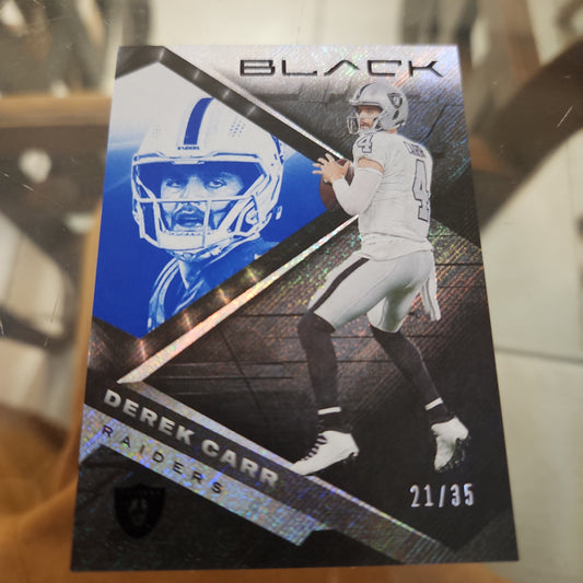 Panini Black Refractor Derek Carr 21/35 #61