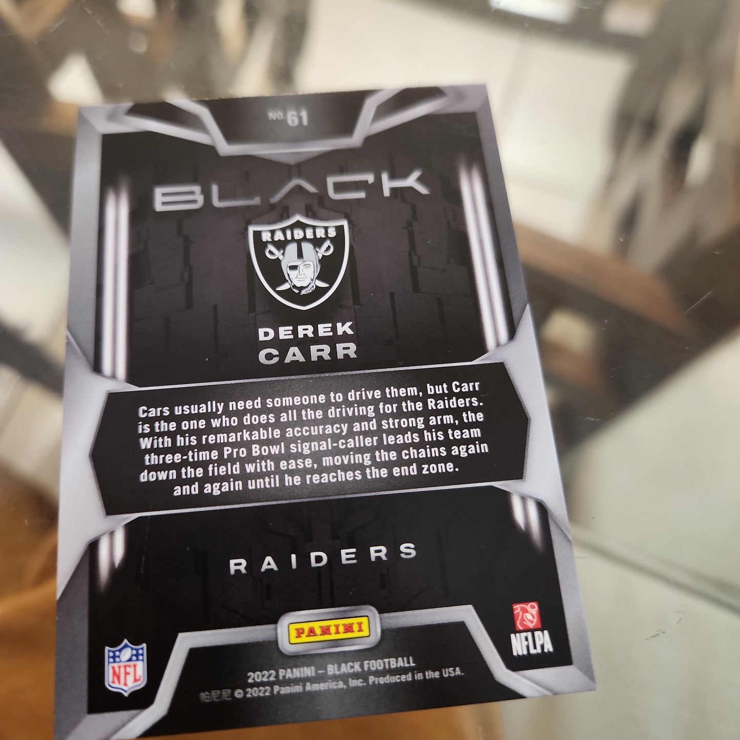 Panini Black Refractor Derek Carr 21/35 #61