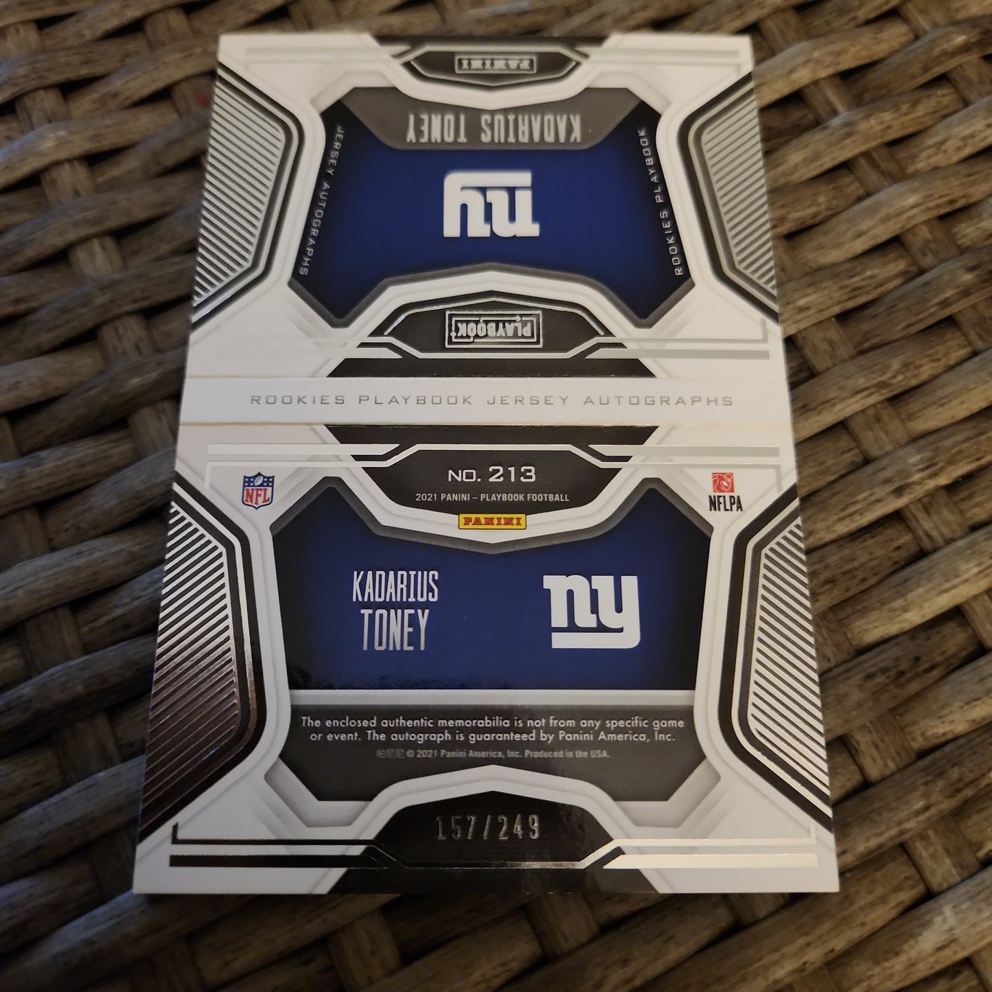 Panini Playbook Booklet Kadarius Toney RC Auto Jersey Patch 157/249 #213