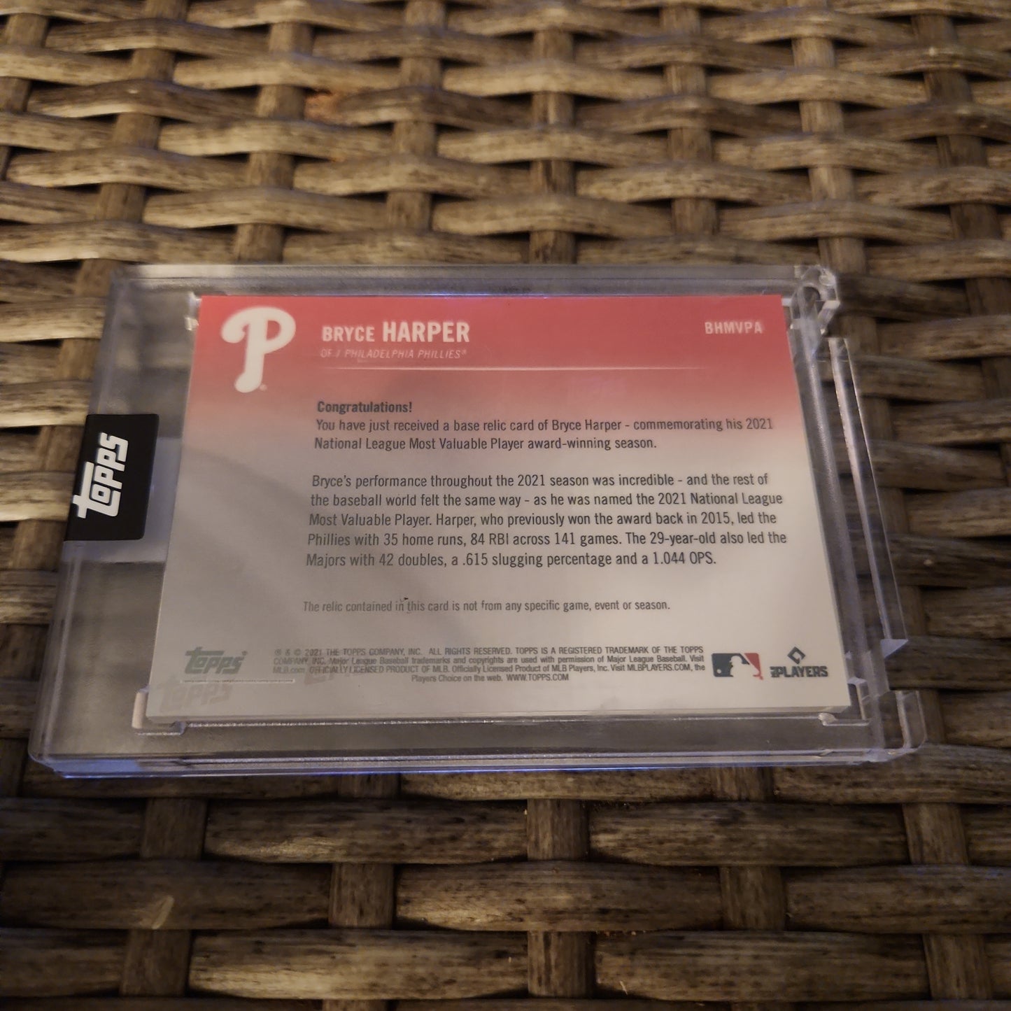 Topps Outstanding Bryce Harper Relic 28/99 #BHMVPA