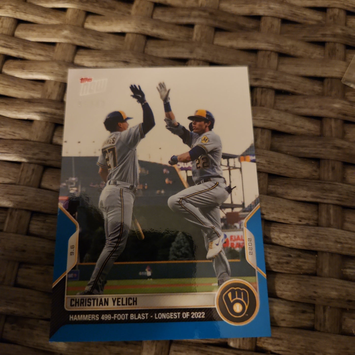 Topps Now Blue Parallel Christian Yelich 45/49 #850