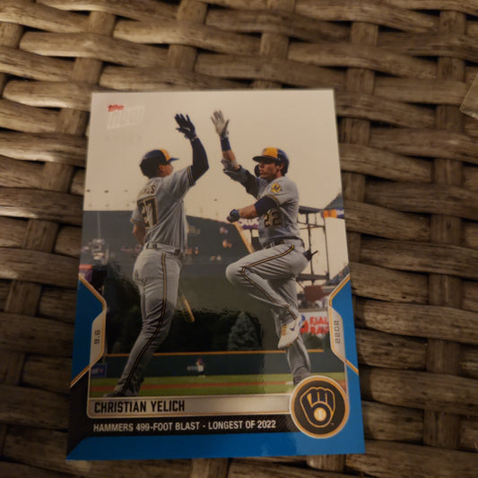 Topps Now Blue Parallel Christian Yelich 45/49 #850