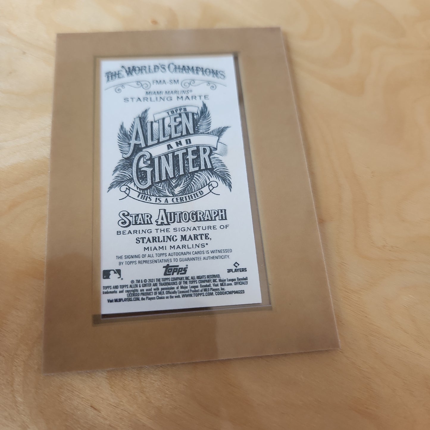 Topps Allen & Grinter Starling Marte Auto #FMA-SM