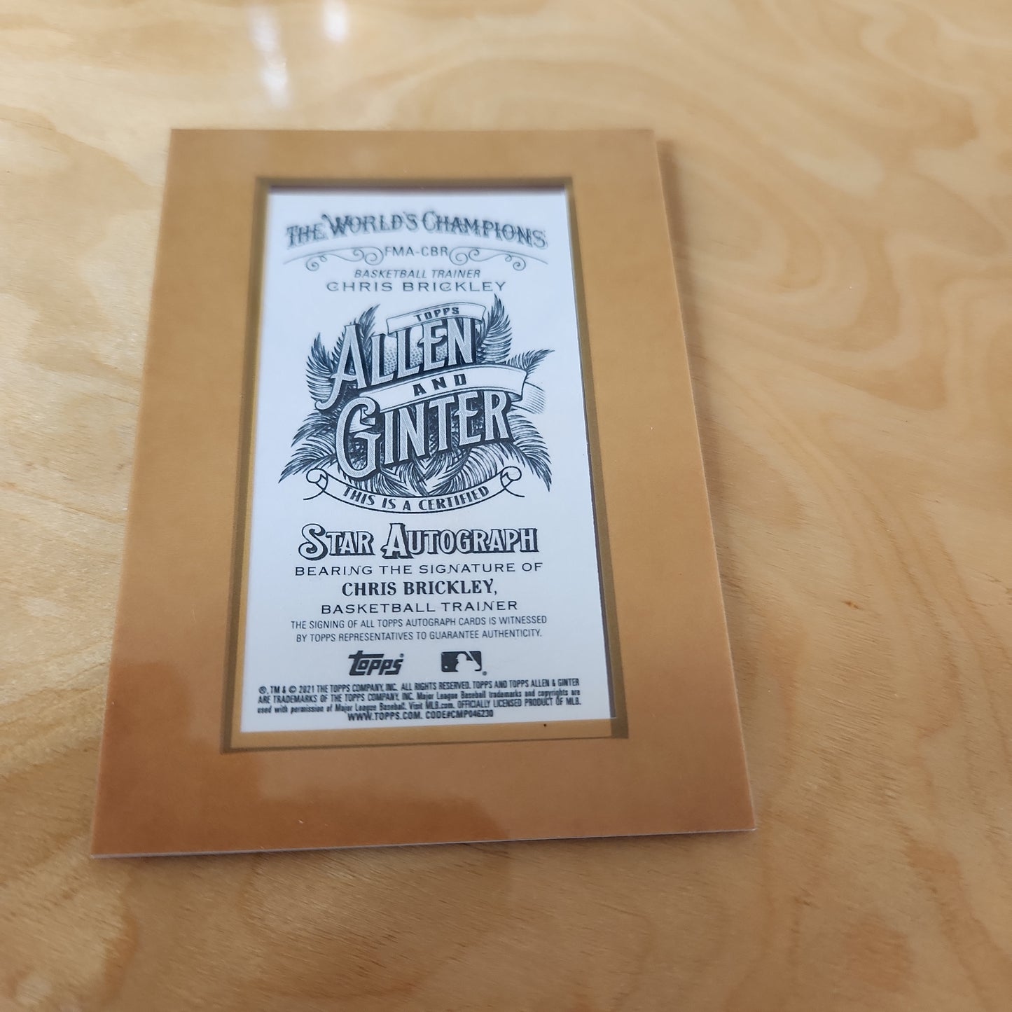 Topps Allen & Grinter Chris Brickley  Auto #FMA-CBR