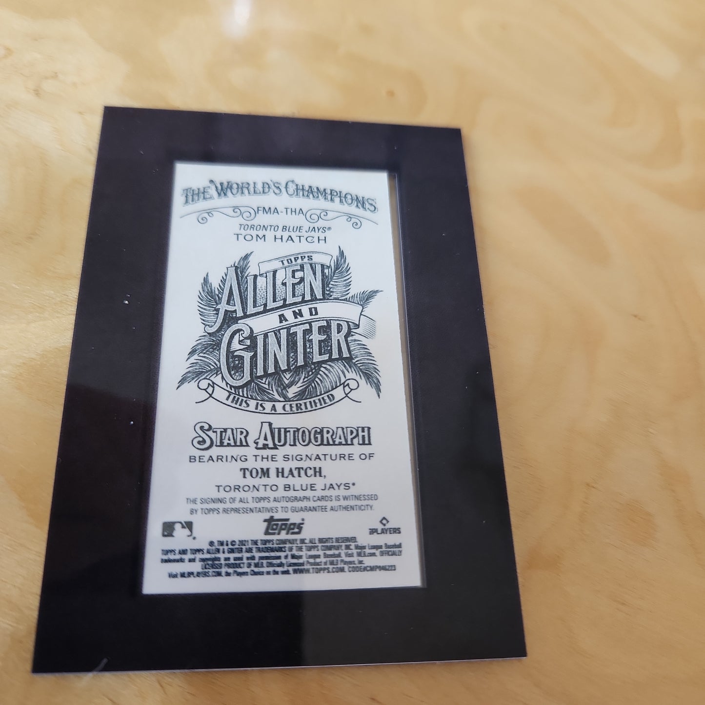 Topps Allen & Grinter Black Parallel Tom Hatch Auto 24/25 #FMA-THA