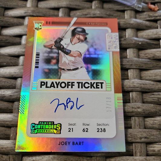 Panini Contenders Playoff Ticket Orange Parallel Joey Bart RC Auto #145