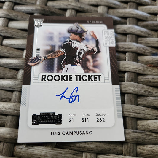 Panini Contenders Rookie Ticket Luis Campusano RC Auto #142