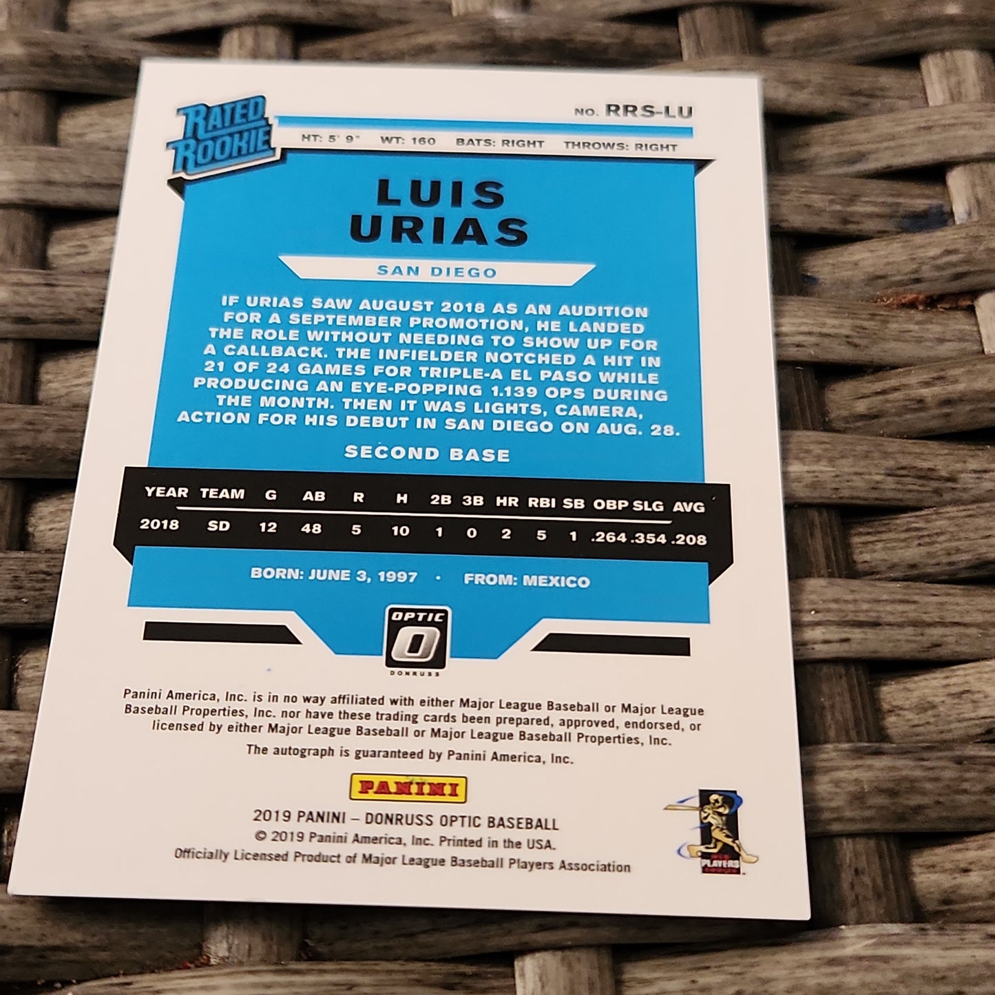 Panini Optic Rated Rookie Luis Urias Auto #RRS-LU