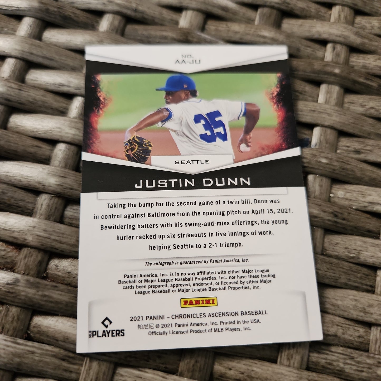 Panini Ascension Jusrin Dunn Auto #AA-JU
