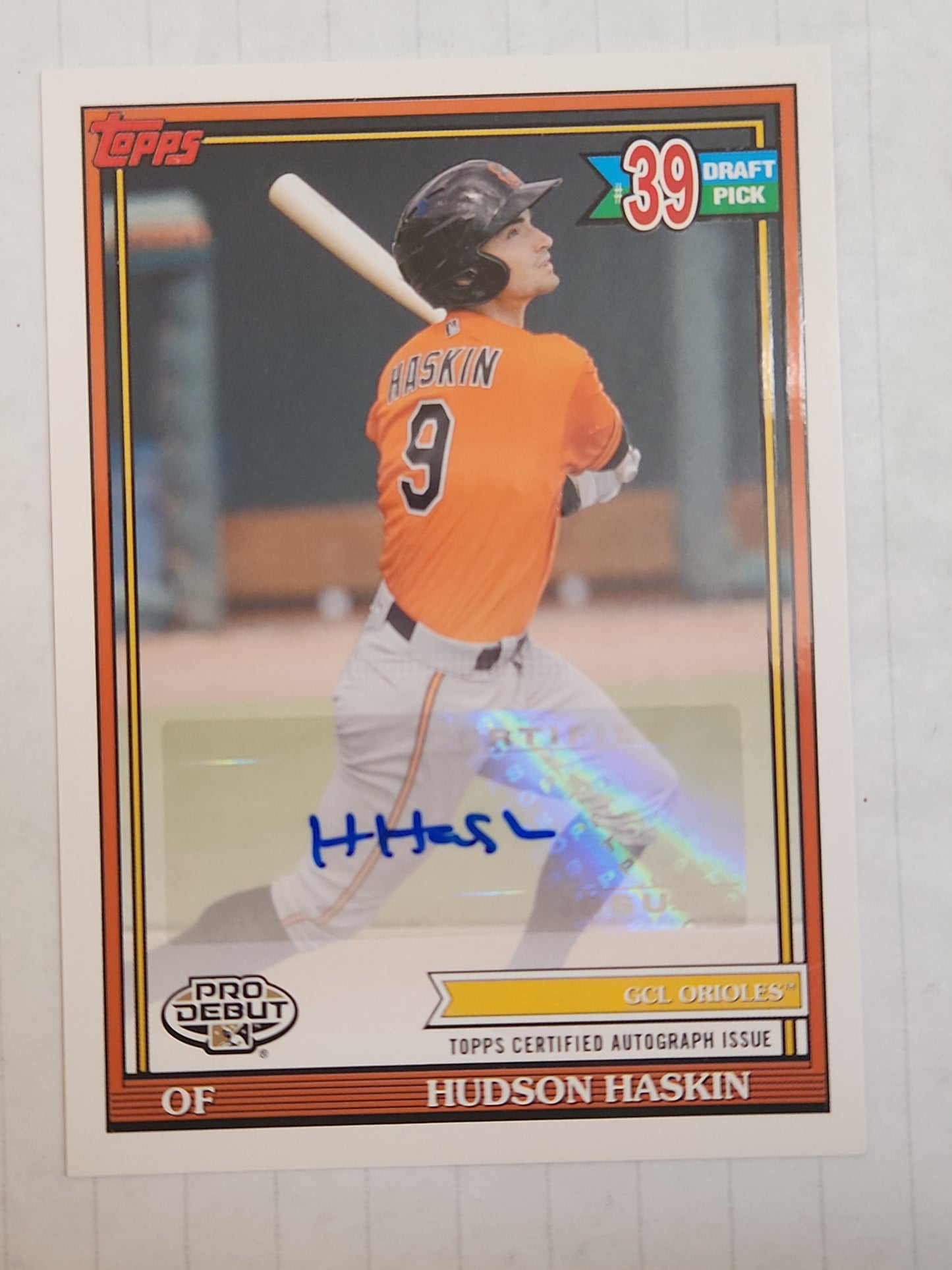 2021 Topps Draft Pick #39 Auto HUDSON HASKIN RC #PD-175 *Rookie* FAST SHIP