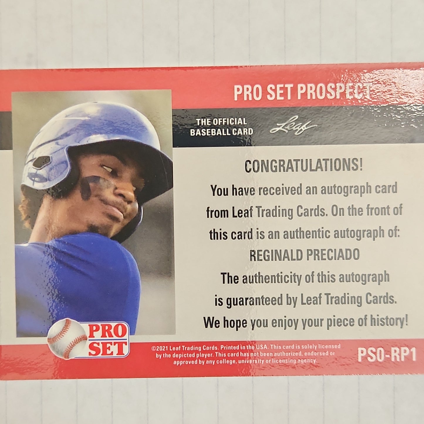 2021 Leaf Pro Set Metal 1990 Base Auto Reginald Preciado #PS0-RP1.1 Auto