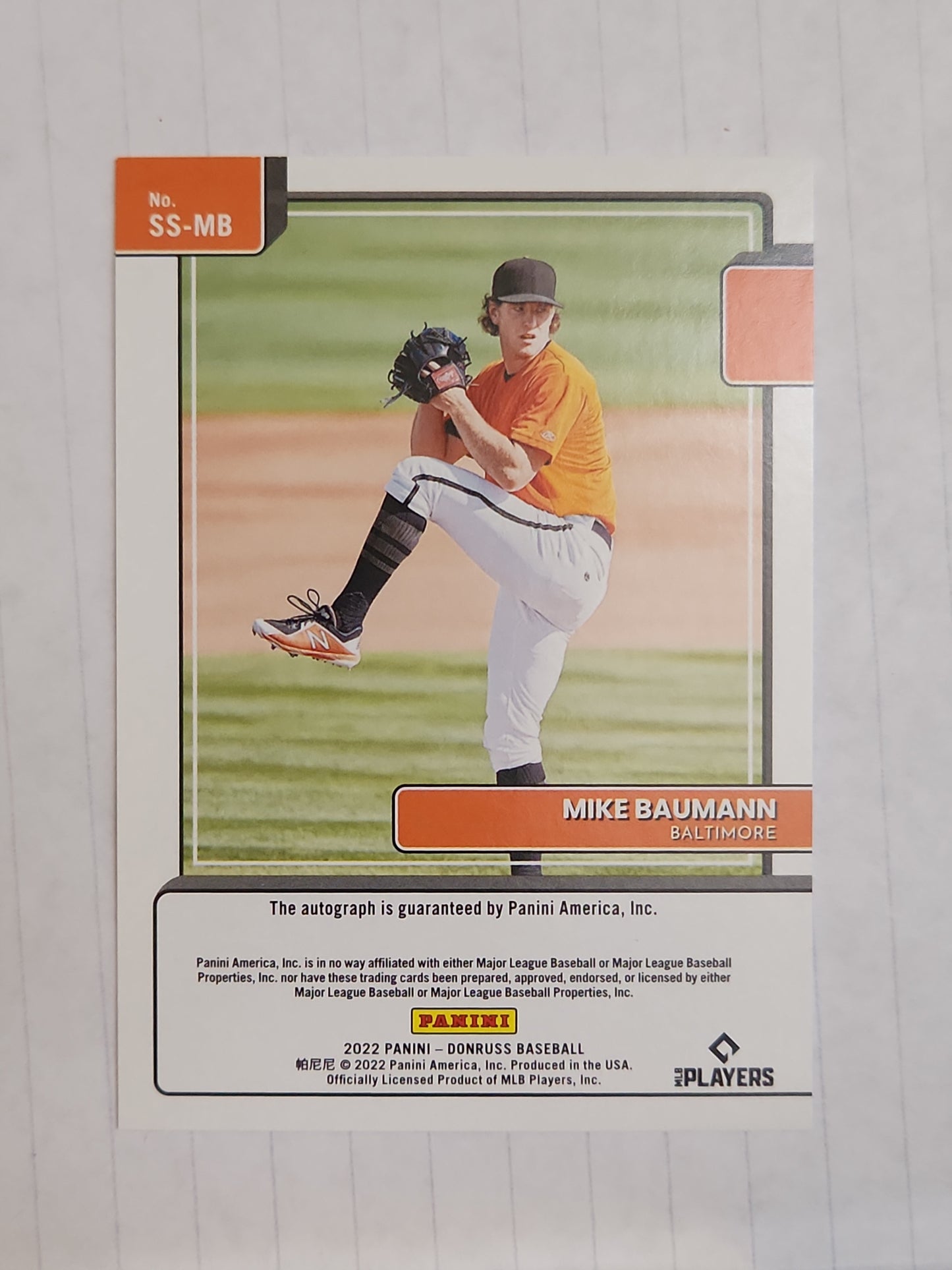 2022 Donruss Mike Baumann #SS-MB Signature Series Auto RC Baltimore Orioles