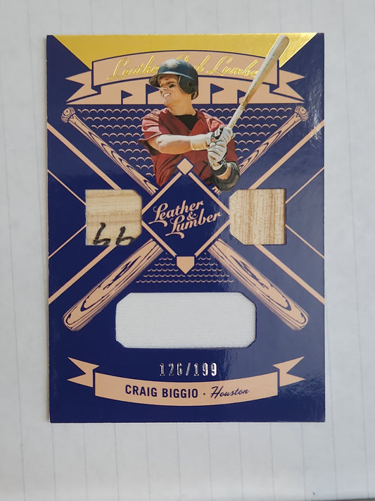 2019 Panini Leather & Lumber and Triple Relics Gold 126/199 Craig Biggio HOF