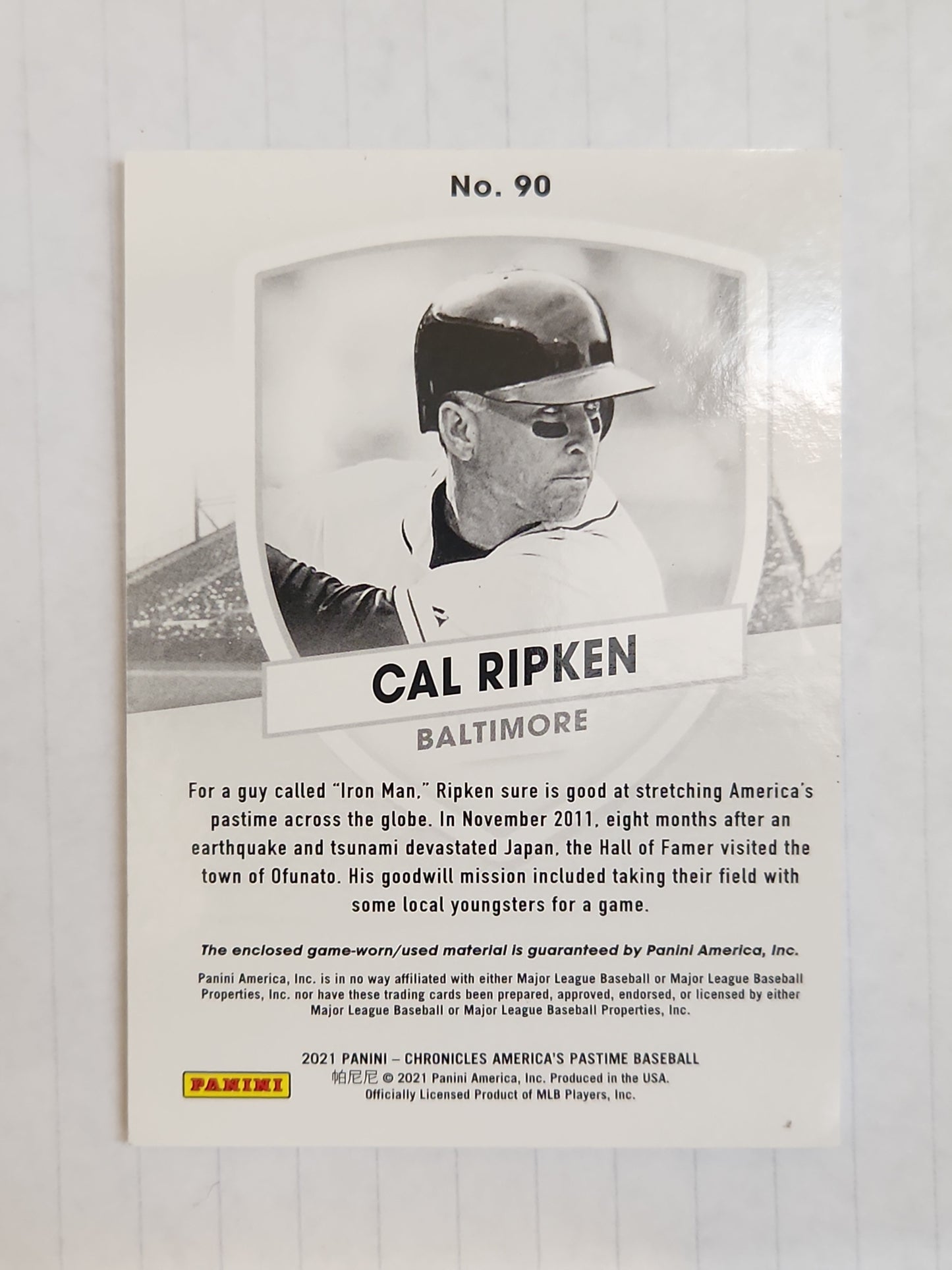 Cal Ripken Jr 2021 Panini Chronicles America's Past Time Baseball Card #90