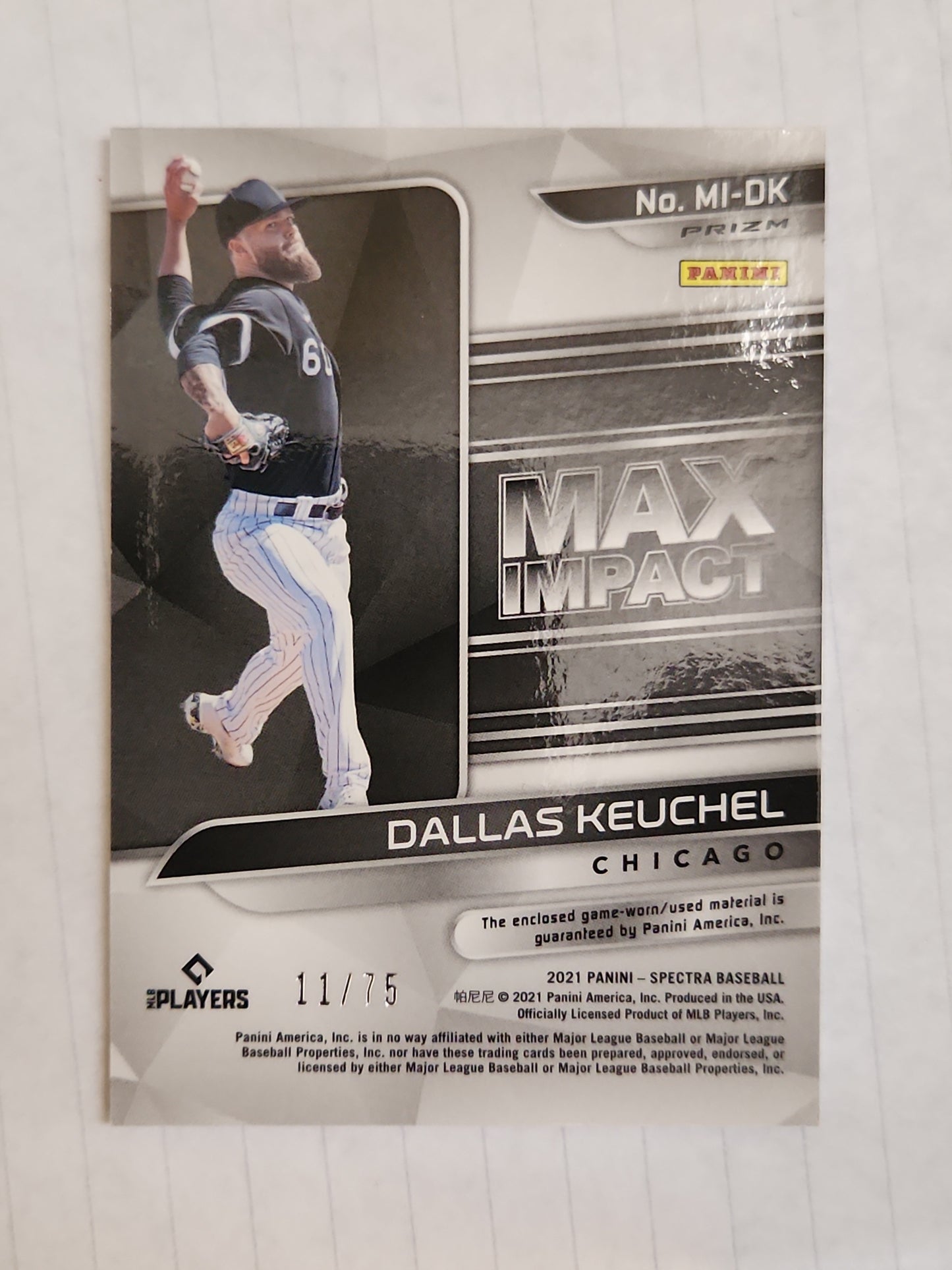 2021 Panini Spectra Max Impact Materials Hyper 11/75 Dallas Keuchel #MI-DK