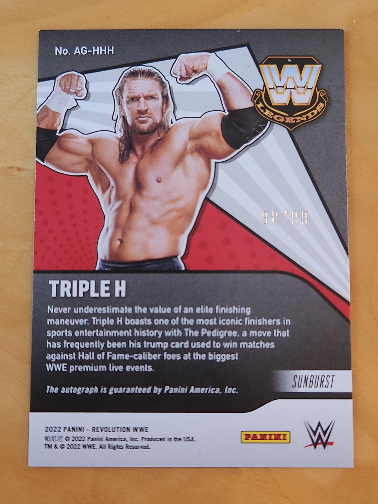 2022 PANINI REVOLUTION WWE TRIPLE H AUTO SUNBURST #d 98/99 #AG-HHH AUTOGRAPH