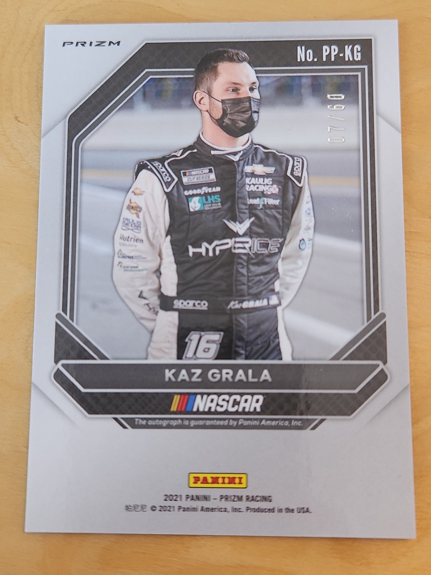 2021 Panini Nascar Prizm Racing Patented Penmanship Auto Kaz Grala 07/60