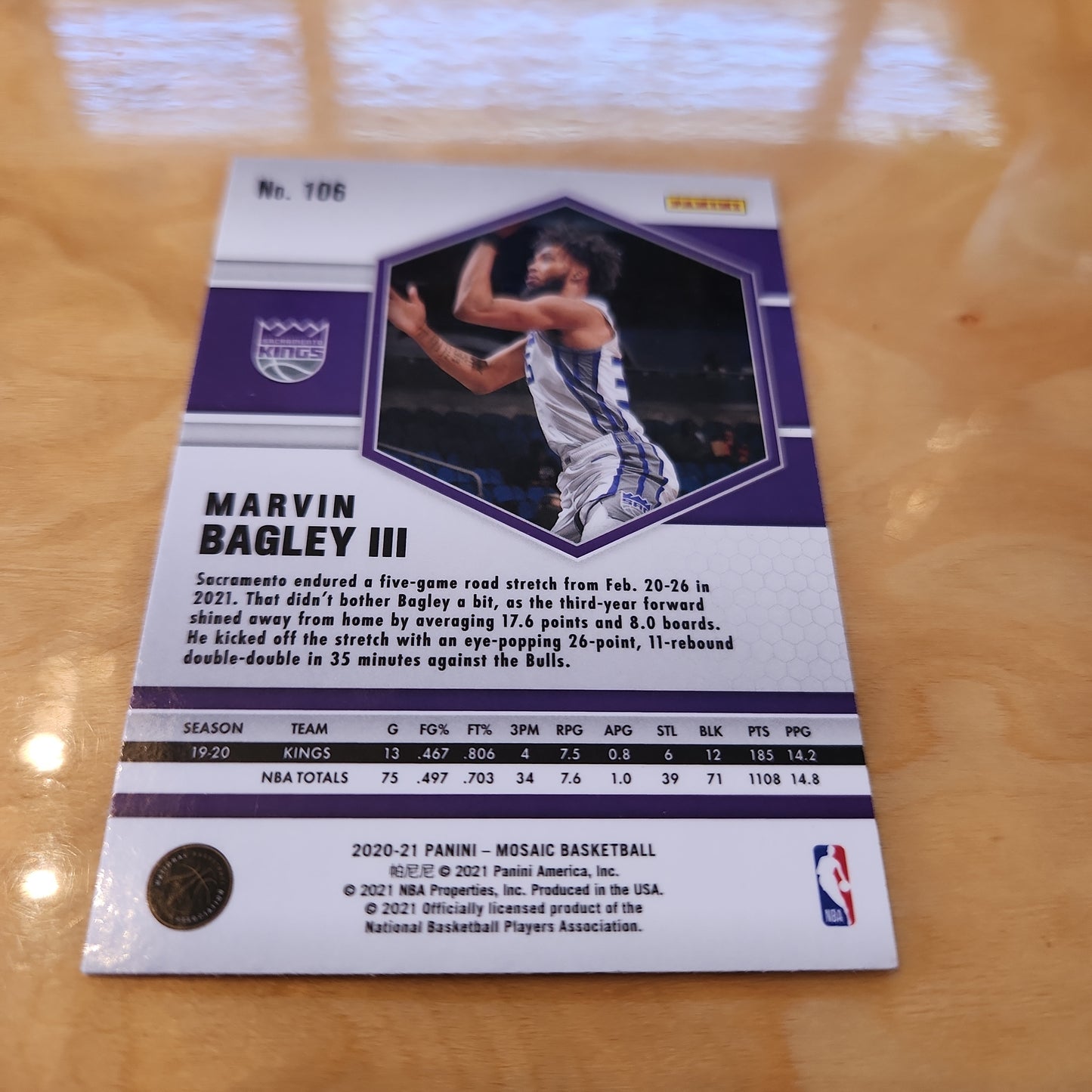 Panini Mosaic Marvin Bagley III #106