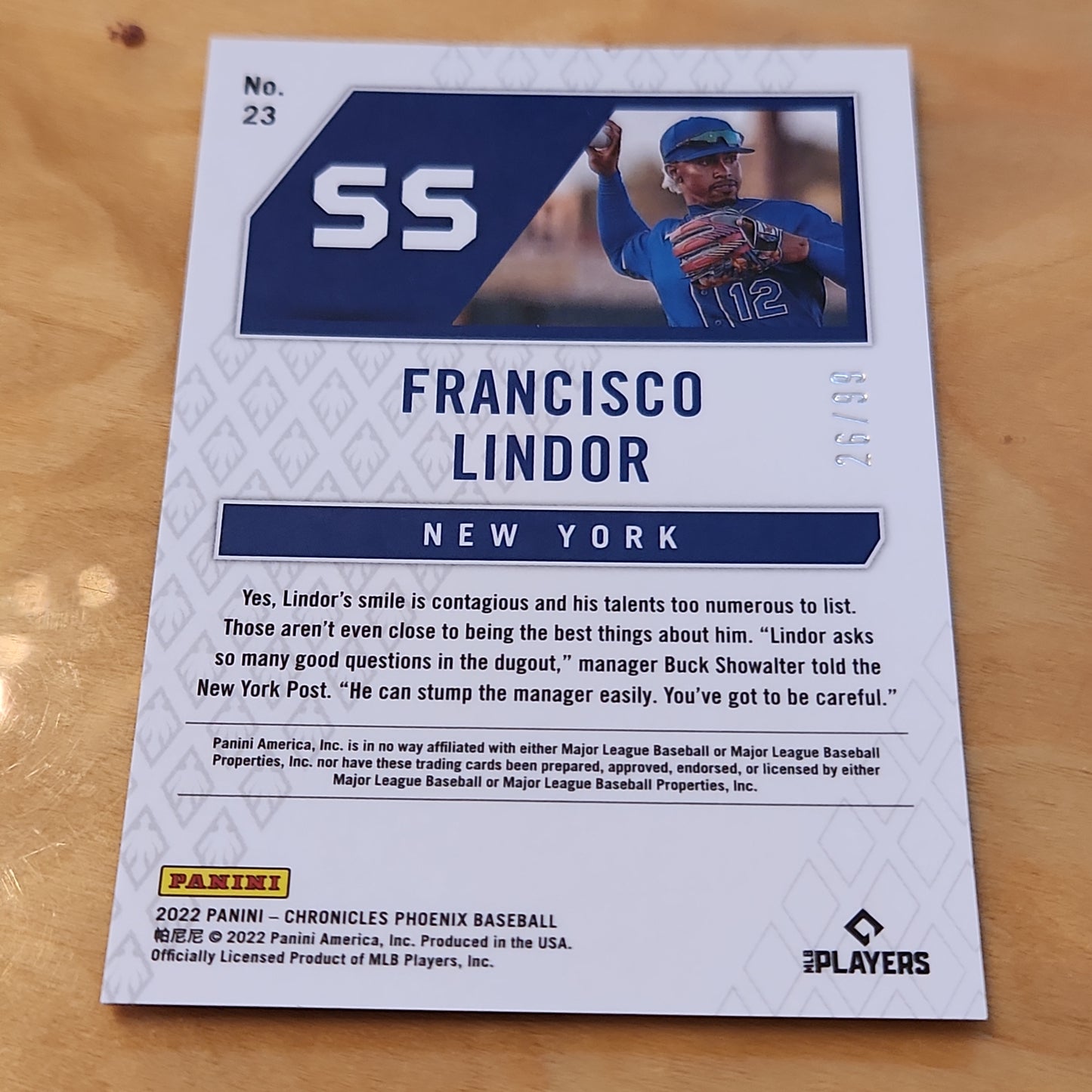 Panini Mosaic Refractor Francisco Lindor 26/99 #23