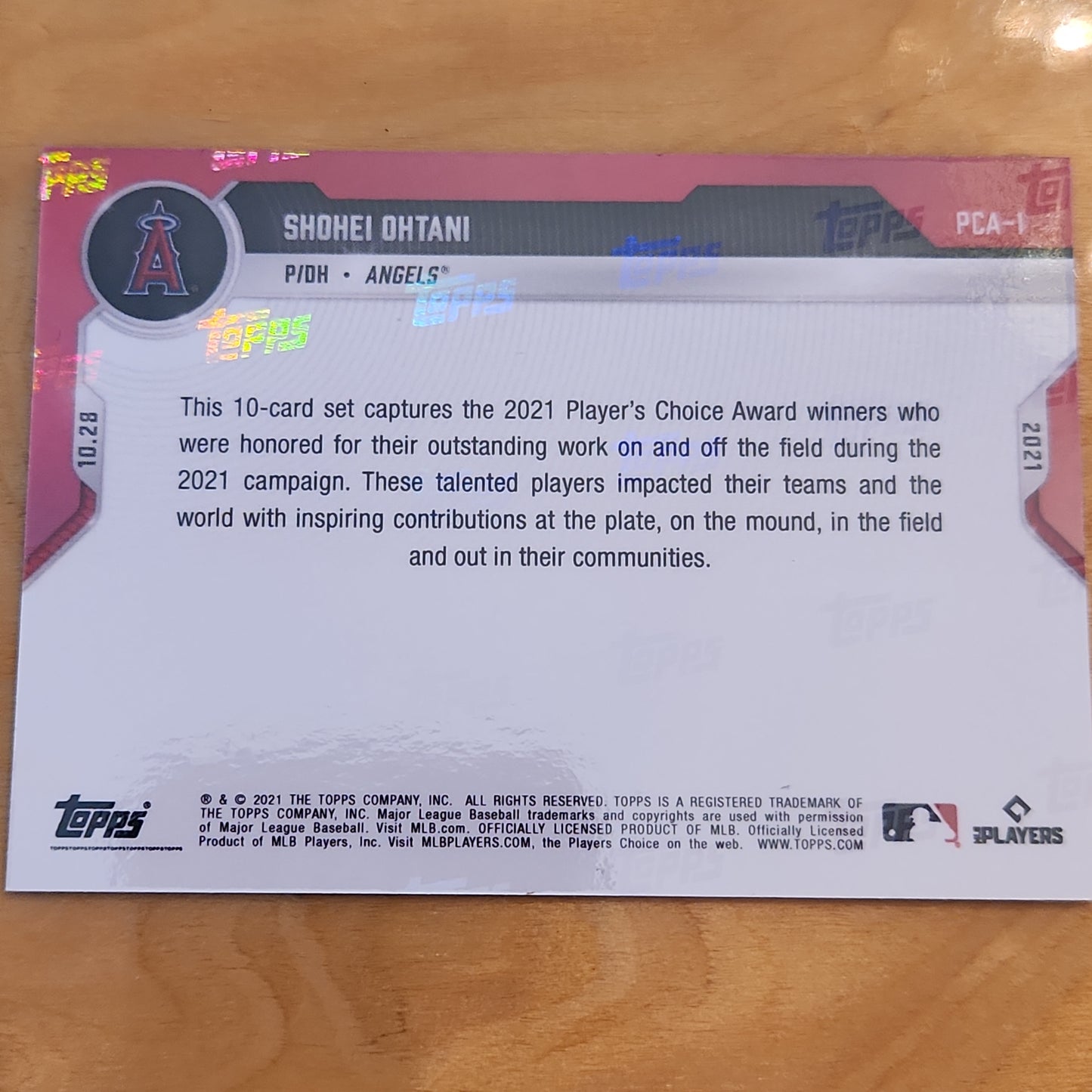 2021 Topps Now Players Choice Awards Shohei Ohtani Angels PCA #1 /863