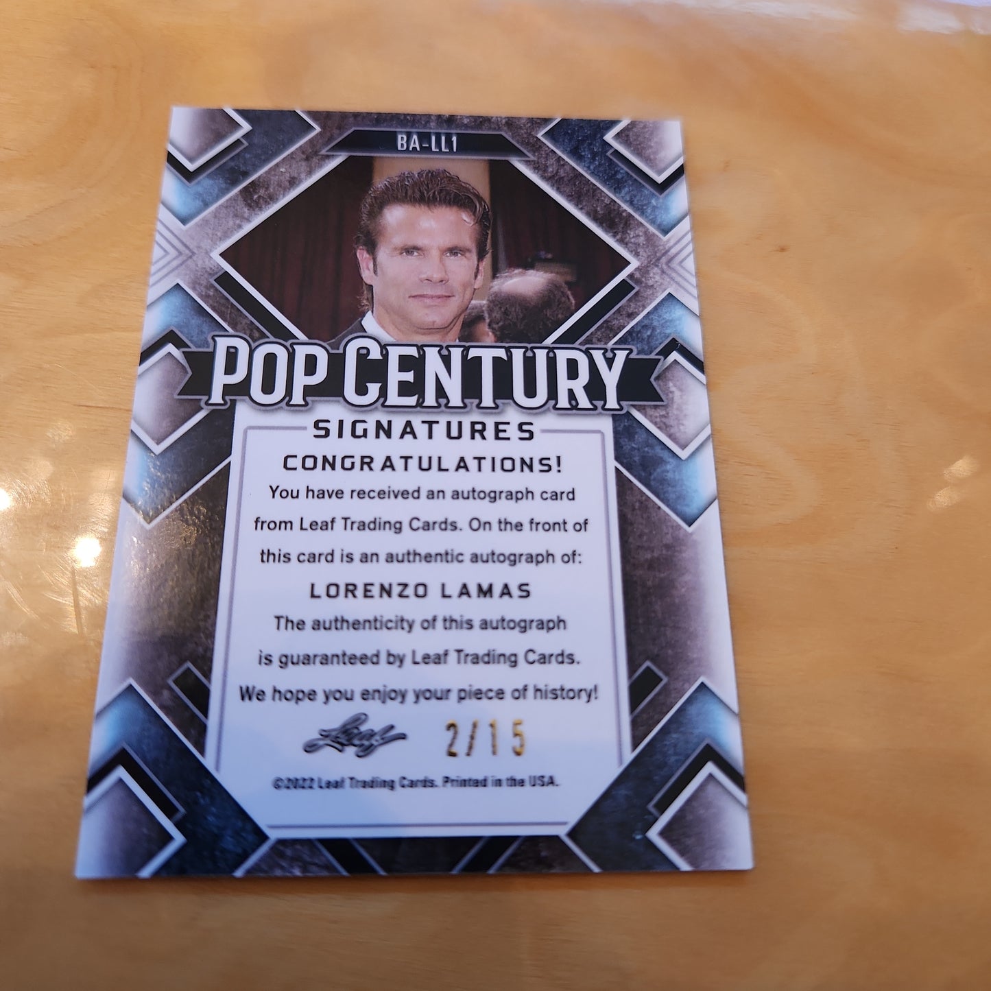 Leaf Pop Century Lorenzo Lamas Auto 2/15 #BA-LL1