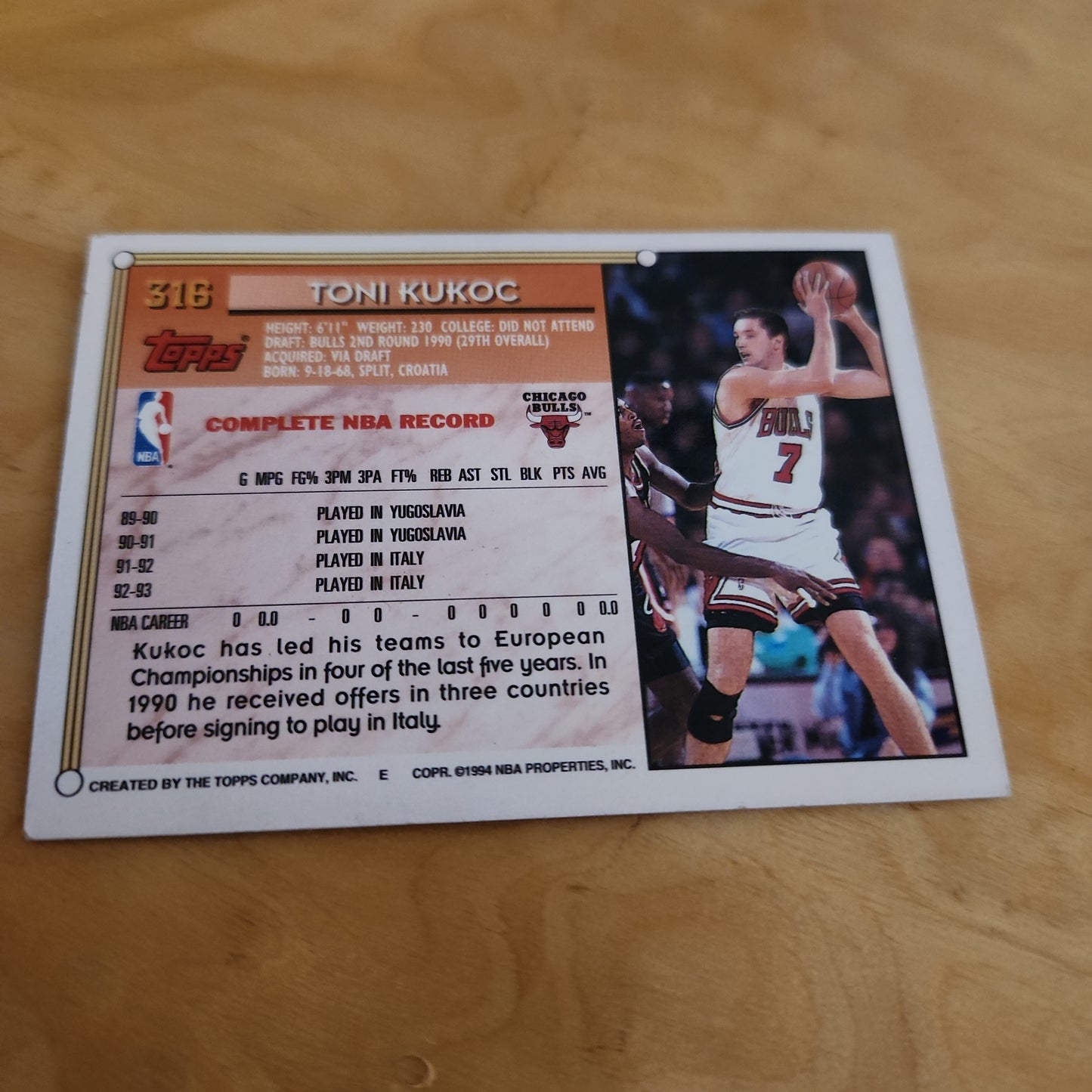 Topps Toni Kukoc Auto #316