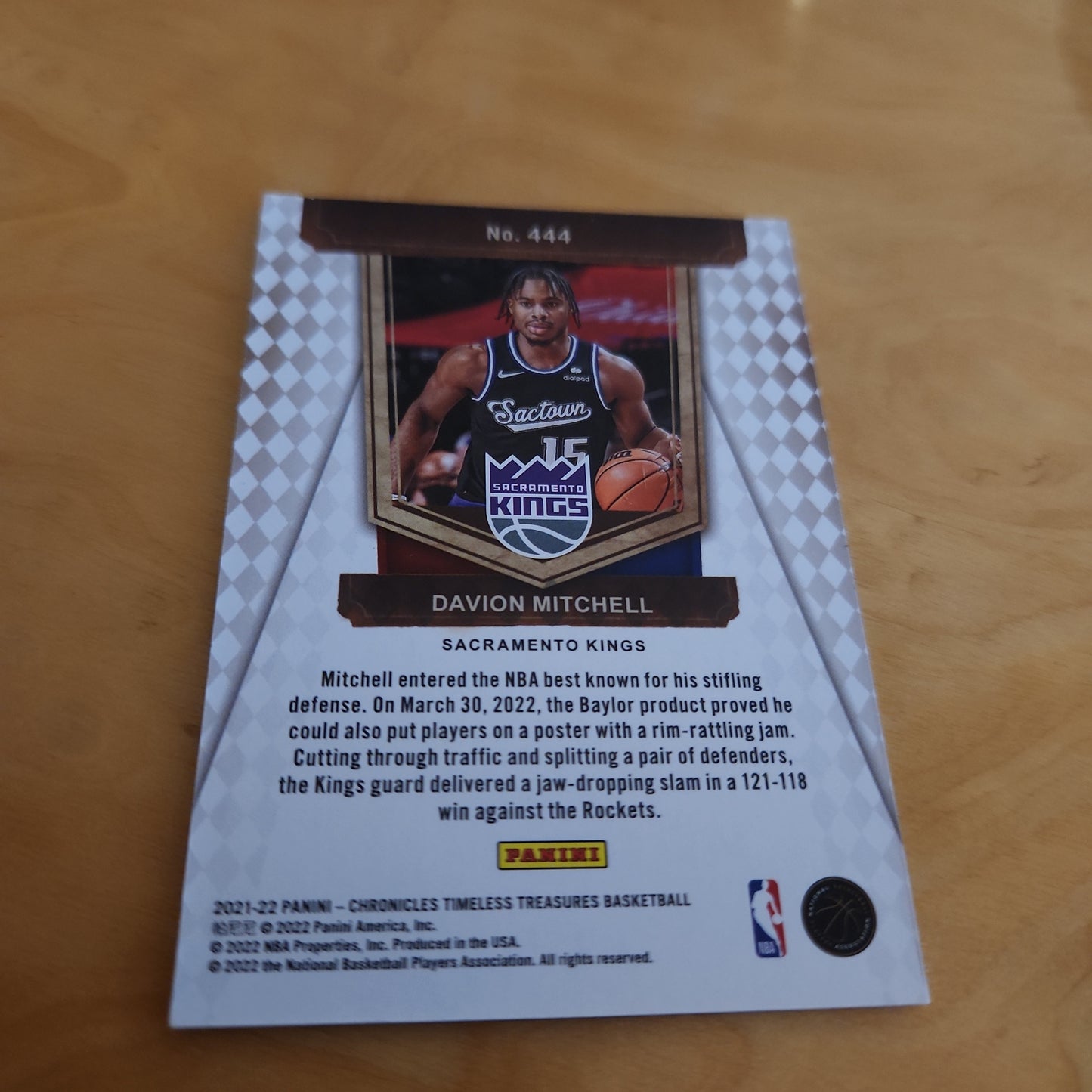 Panini Timeless Treasures Davion Mitchell RC 021/249 #444