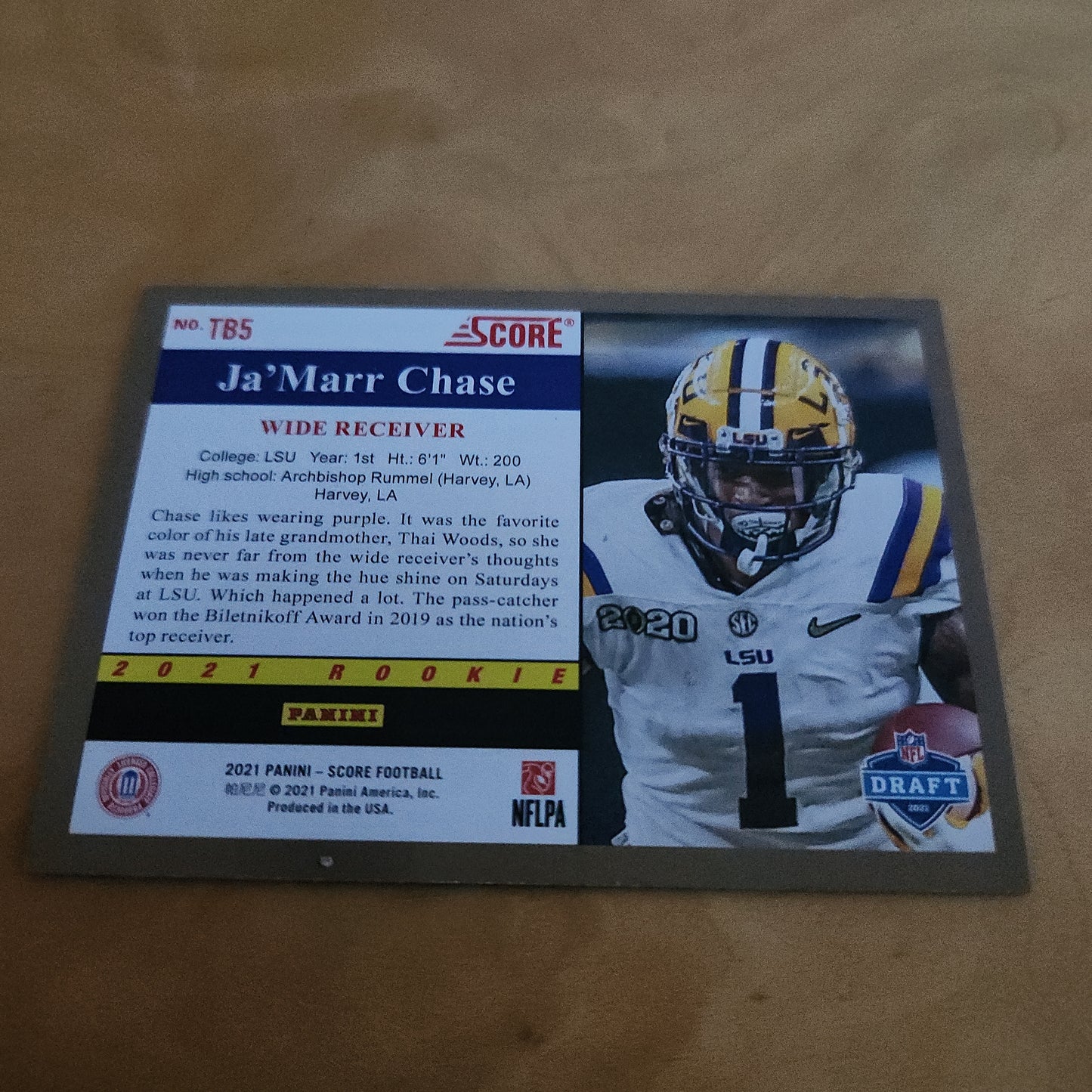 Panini Score Ja'Marr Chase RC #TB5