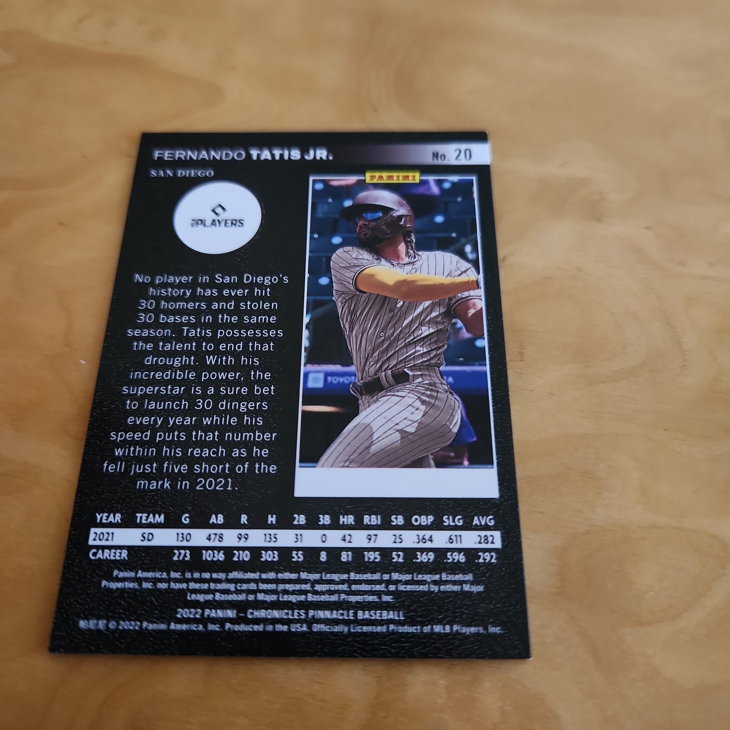 Panini Pinnacle Black Parallel Fernando Tatis Jr. 1/1 #20