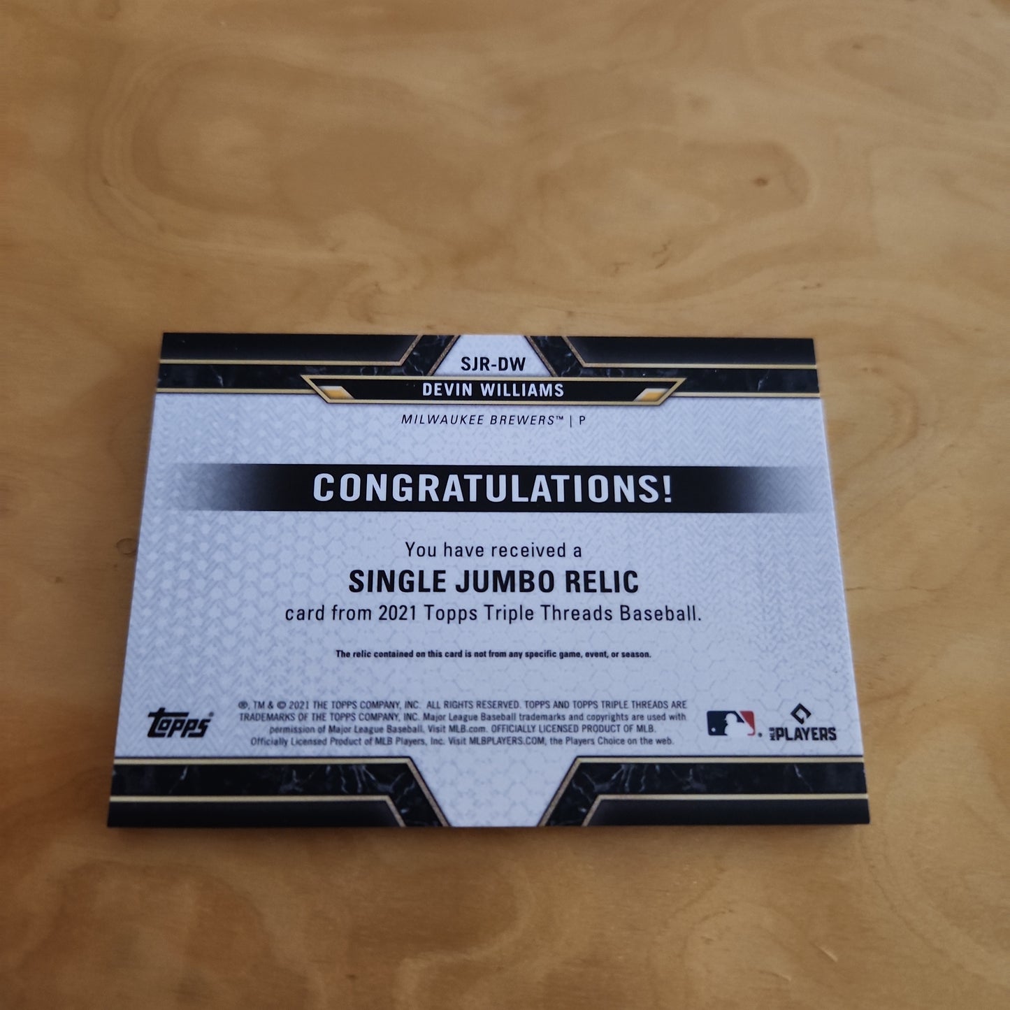Topps Jumbo Relic Devin Willams 4/9 #SJR-DW