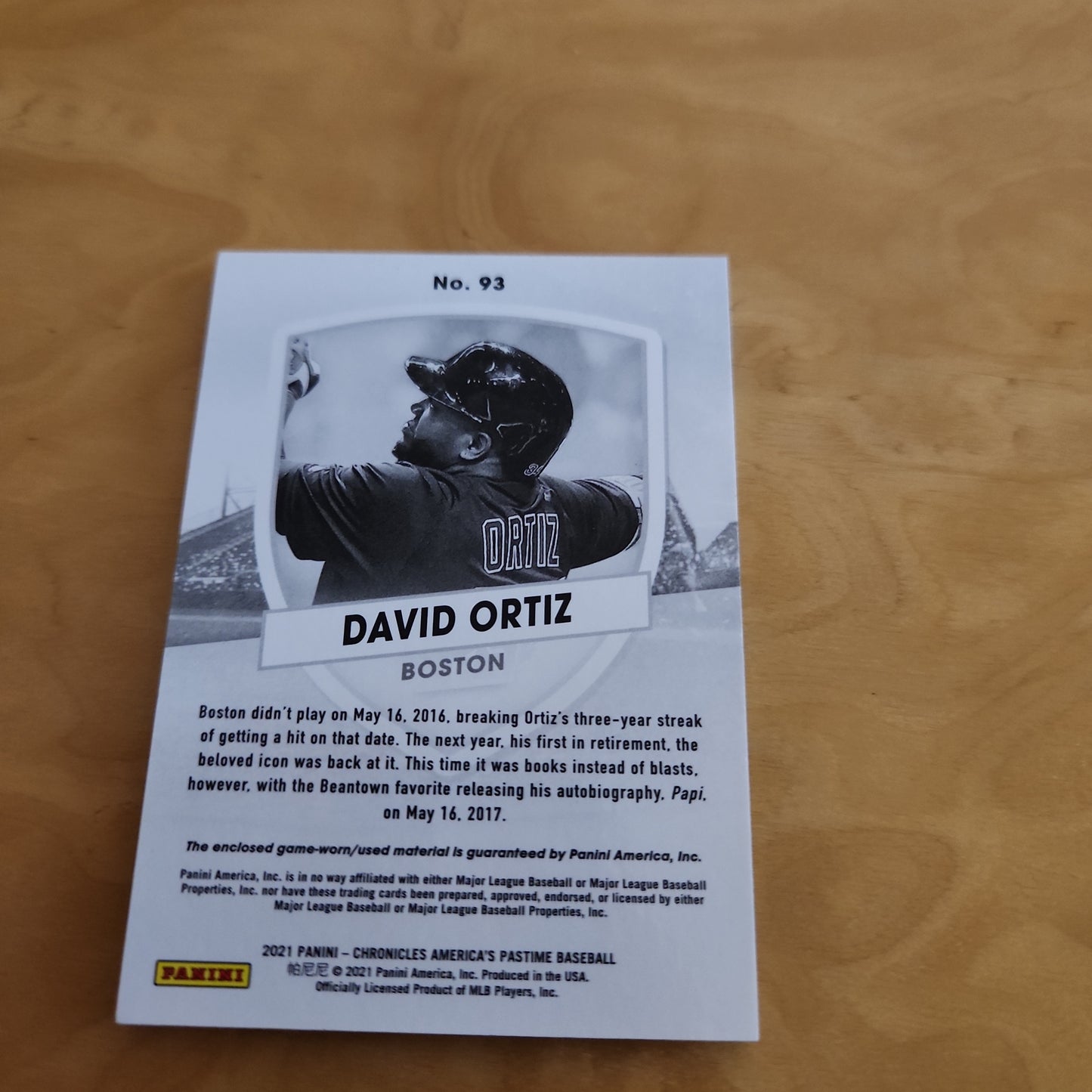Panini David Ortiz Relic #93