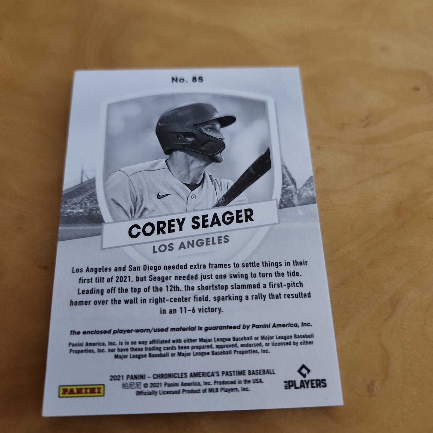 Panini Blue Parallel Corey Seager Relic 41/99 #85