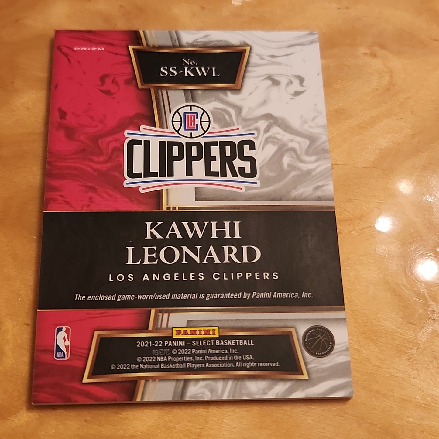 Panini Prizm Select Kawhi Leonard Jersey Patch #SS-KWL