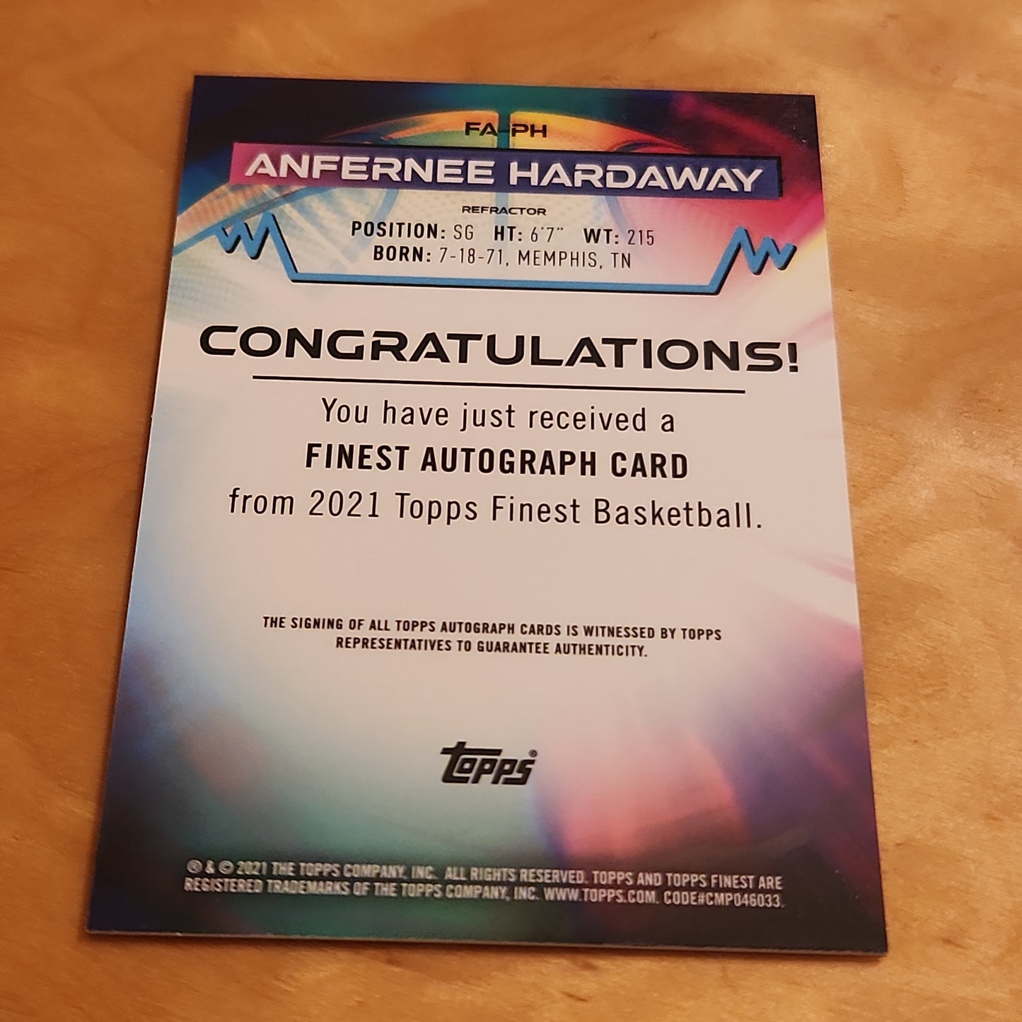 Topps Finest Anfernee Hardaway 68/75 Auto #FA-PH