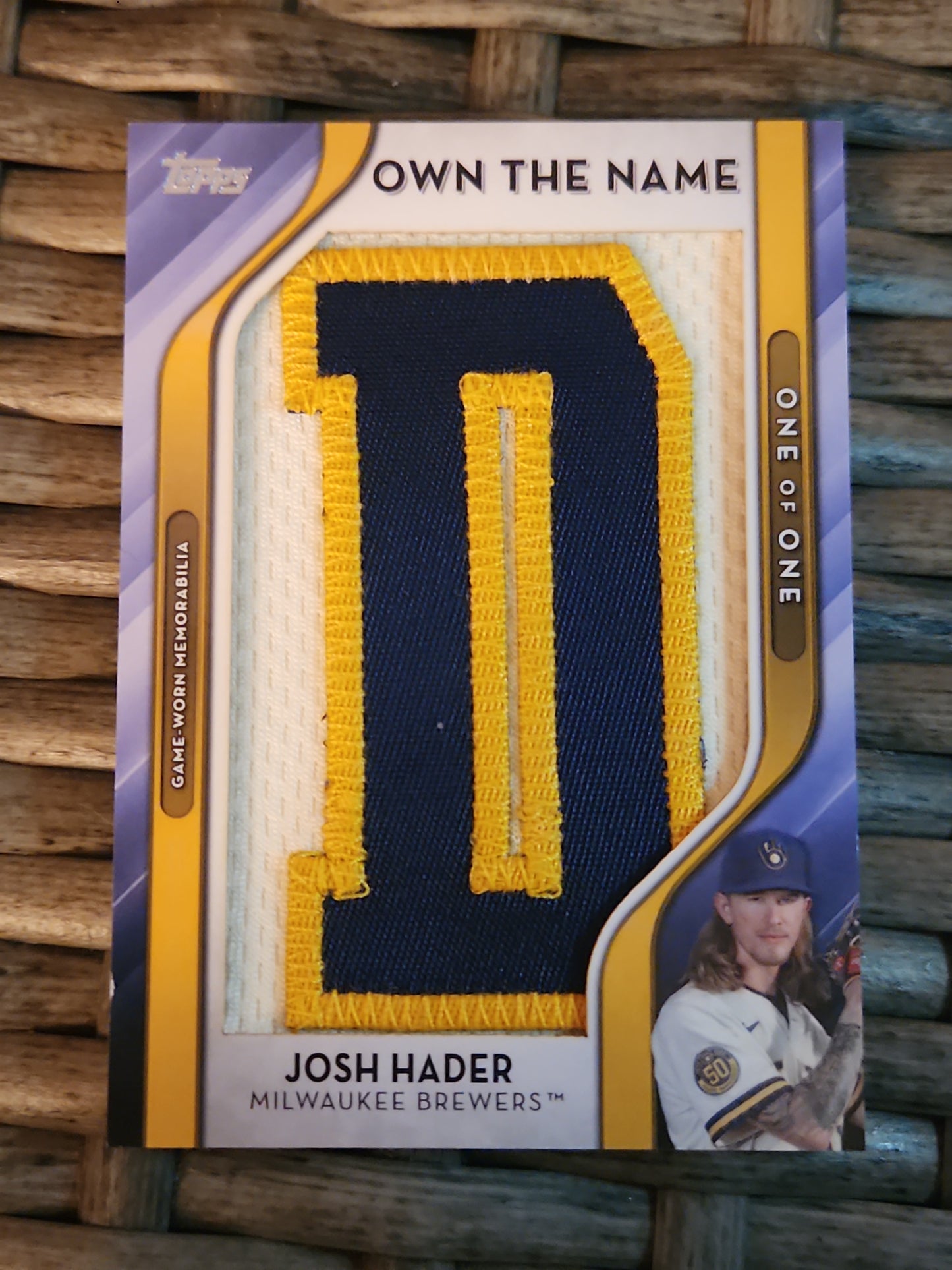 2021 Topps Update Own The Name Josh Hader relic D patch 1 of 1 #OWNR-JH