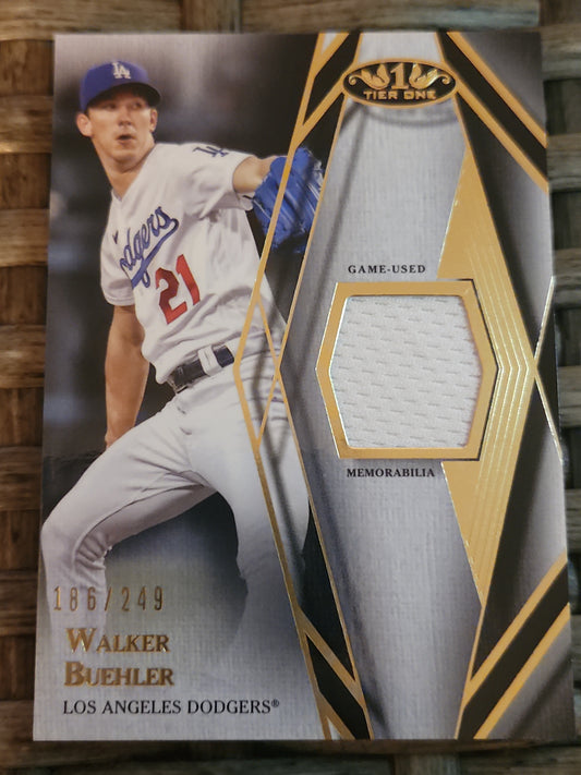 2022 TOPPS TIER ONE #T1R-WB WALKER BUEHLER GAME USED RELIC 186/249 - LA DODGERS