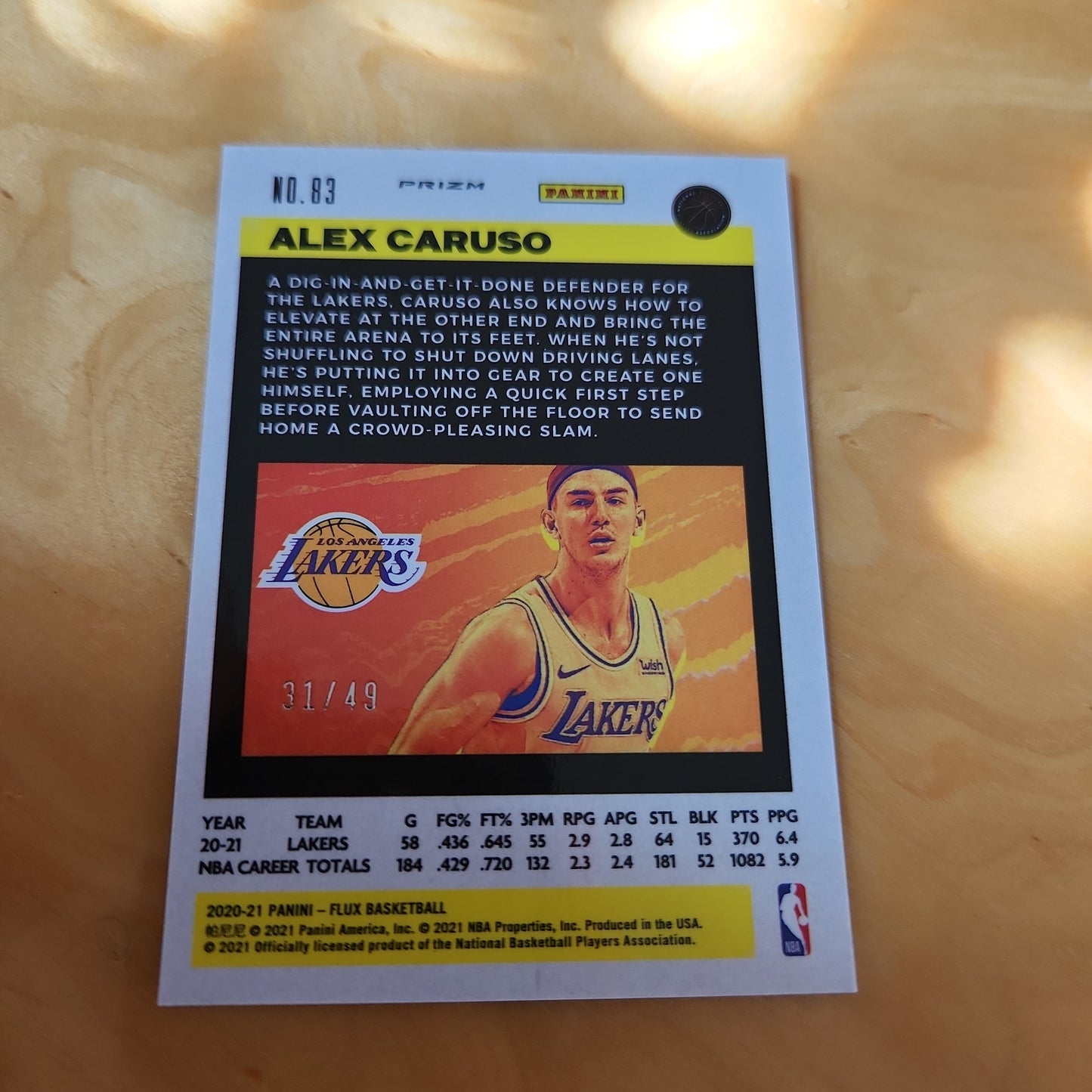 Panini Prizm Flux Alex Caruso 31/49 #83