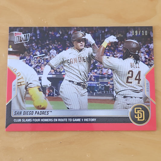 2022 Topps Now #1041 San Diego Padres Red Parallel Card #d 09/10