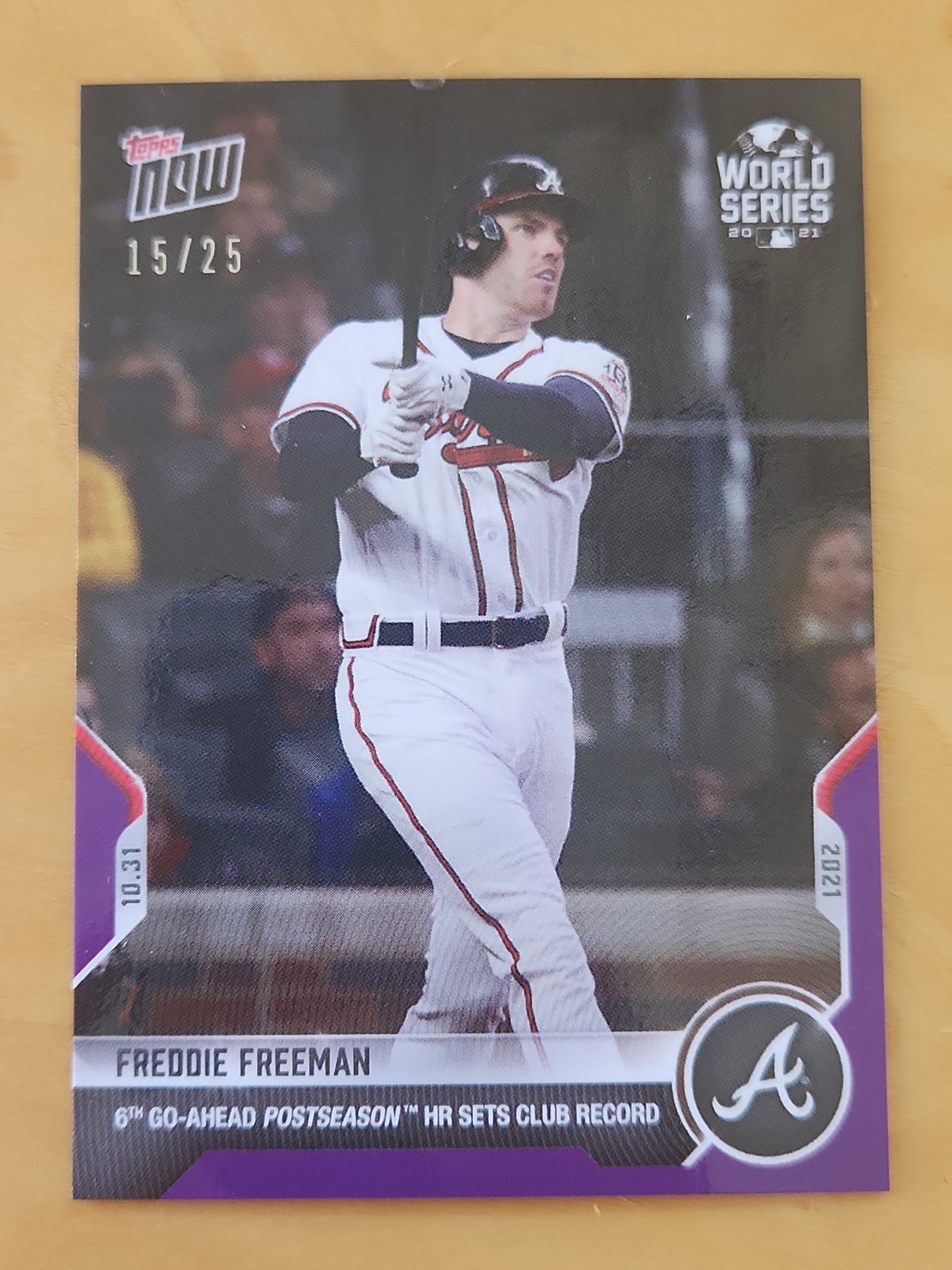 Freddie Freeman - 2021 MLB TOPPS NOW Card 1029 WS HR Purple Parallel 15/25
