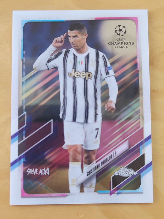 CRISTIANO RONALDO 2020-21 Topps Chrome UEFA Aoki #100 Neon Future 113/199 Juventus