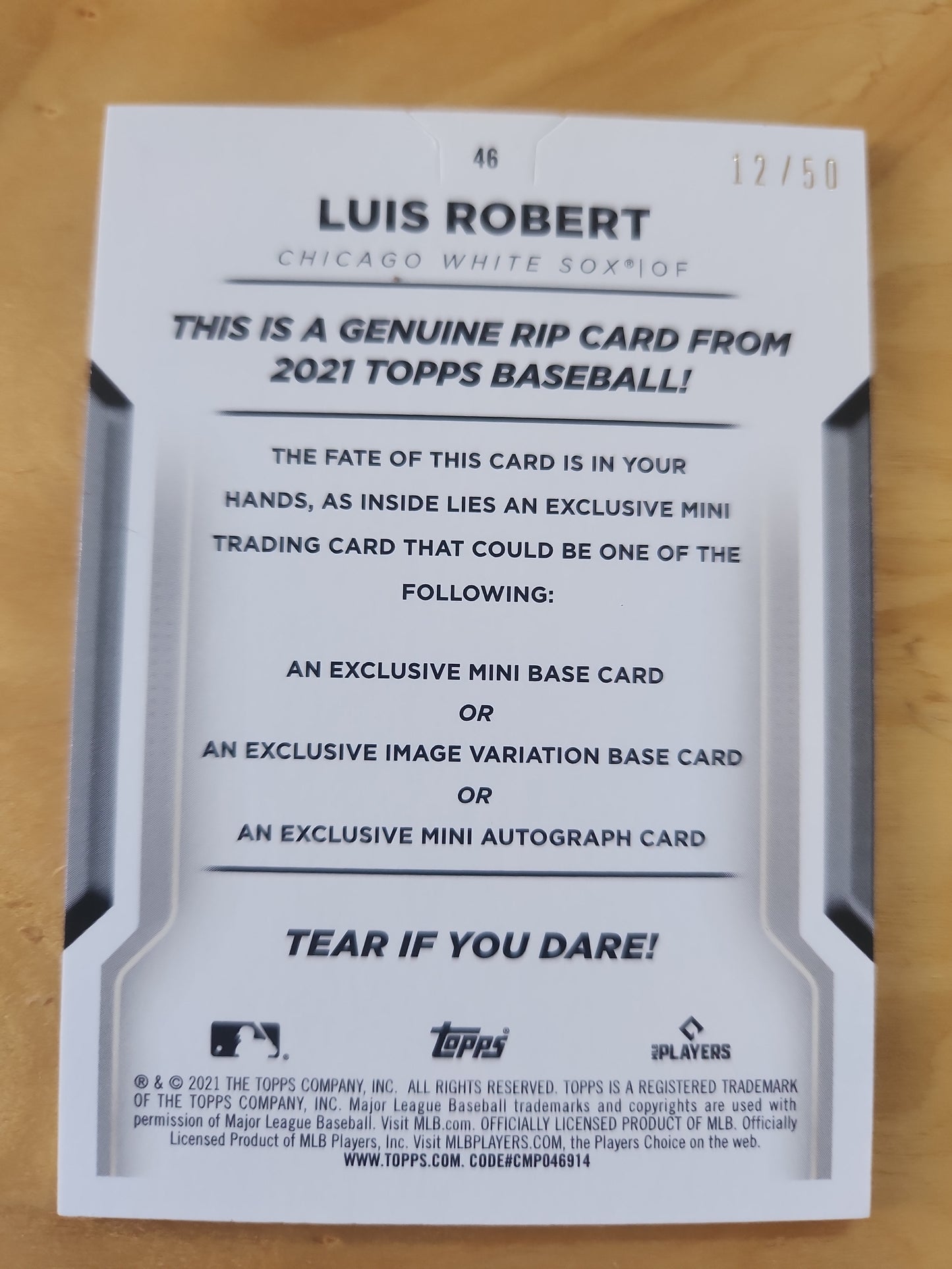 2021 Topps Rip card 12/50 Luis Robert #46