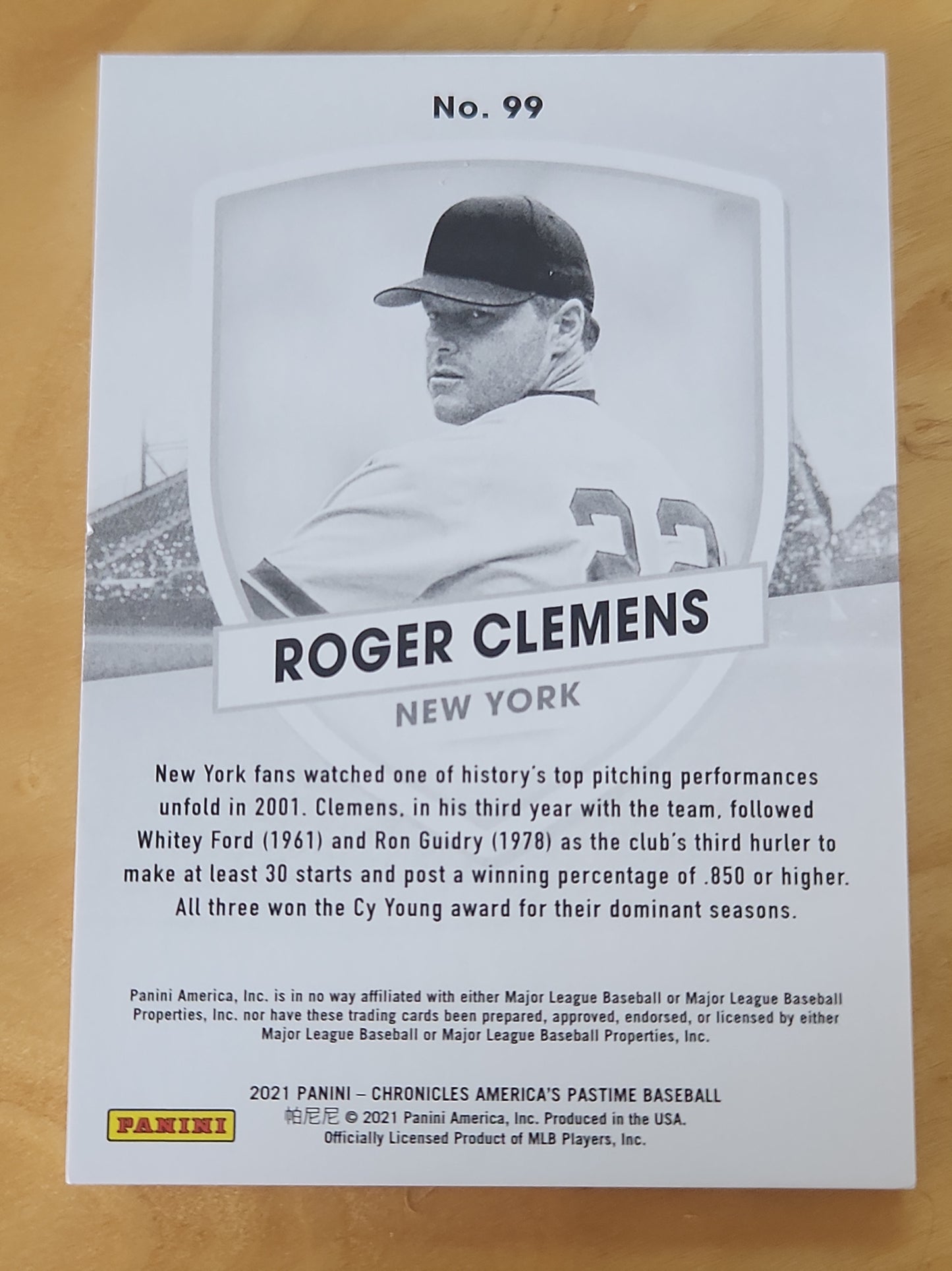 2021 Panini Chronicles America's Pastime #99 Roger Clemens NY Yankees NM/MT 25/75